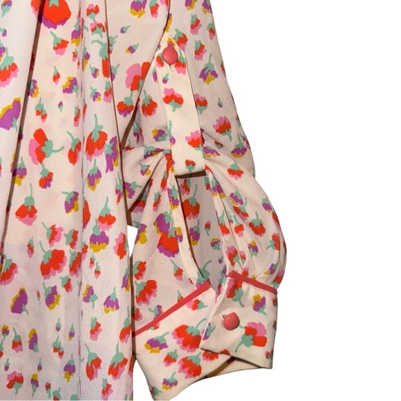 MODCLOTH Podcast Co-Host Floral Blouse Top Falling Blossoms Long Sleeve Medium - Picture 12 of 15